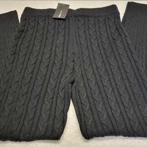 Fashion Nova Black Cable Knit Sweater Pants 1X NWT Cozy Lounge Stretch